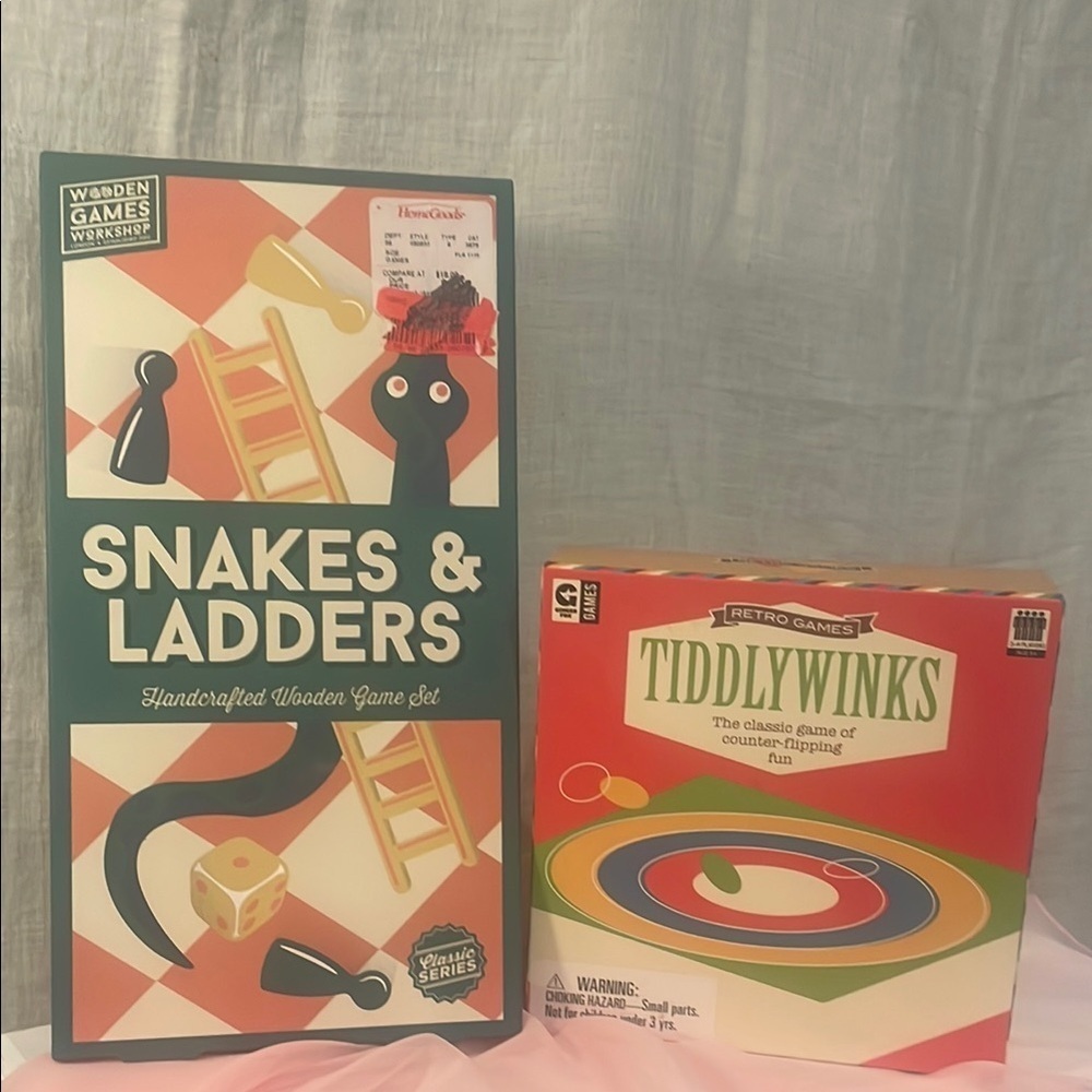 Snakes & Ladders Handcrafted Wooden Game Set and tiddlywinks - Multicolor new